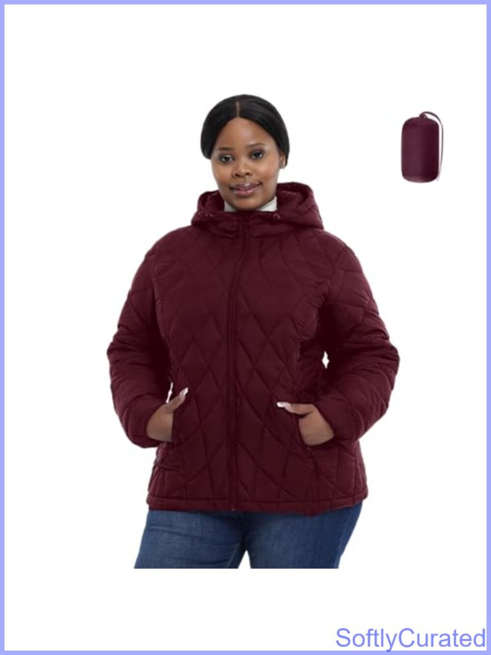 Plus Size Packable Puffer Jacket Water-Resistant Lightweight Winter Coat